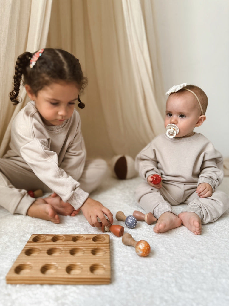 100% Cotton Bottom Top Tracksuit Set Sweatshirt &amp; Jogger (Warm Beige)