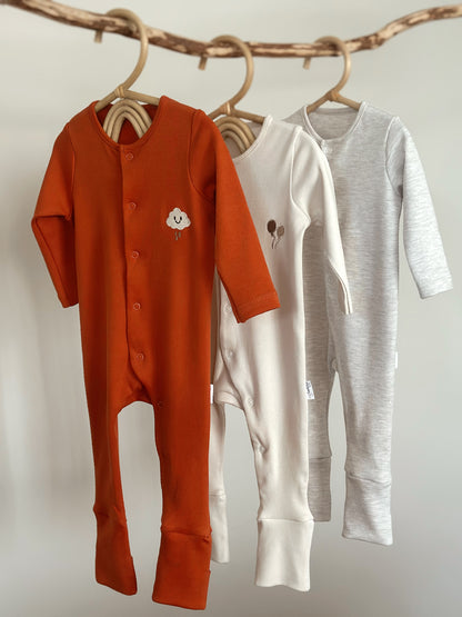 Rompers 100% Cotton Oeko-Tex certified open/close Bootie Jumpsuit