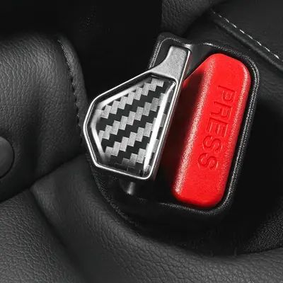 Carbon Fiber Seat Belt Stopper &amp; Buckle Decor Clip