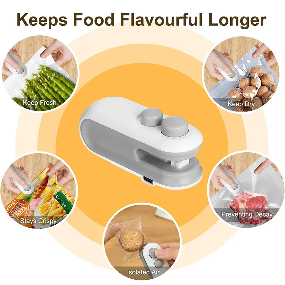 Mini Bag Sealer Rechargeable For Plastic Bags
